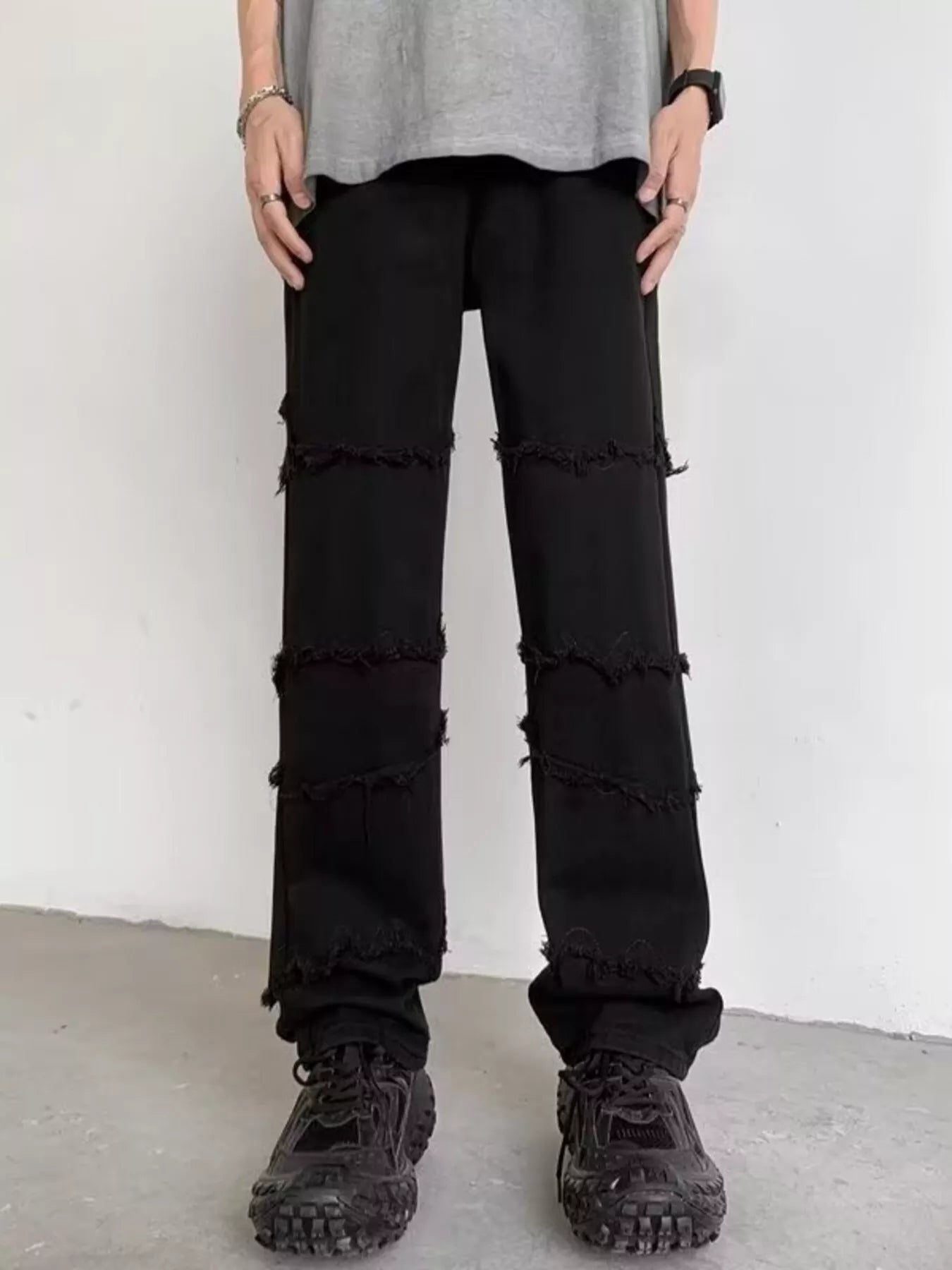 Men's Full Size Raw Hem Jeans Plus Size