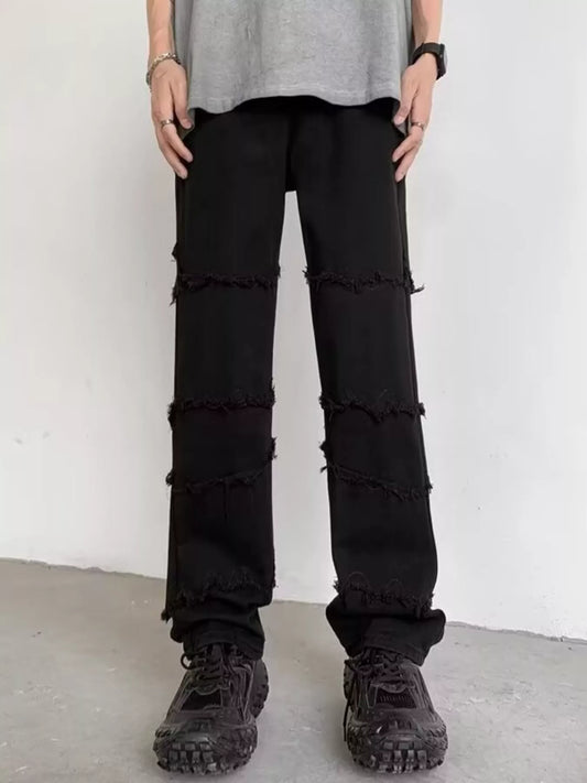 Men's Full Size Raw Hem Jeans Plus Size Trendsi