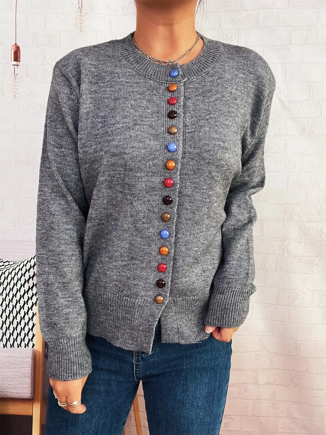 Button Up Long Sleeve Cardigan