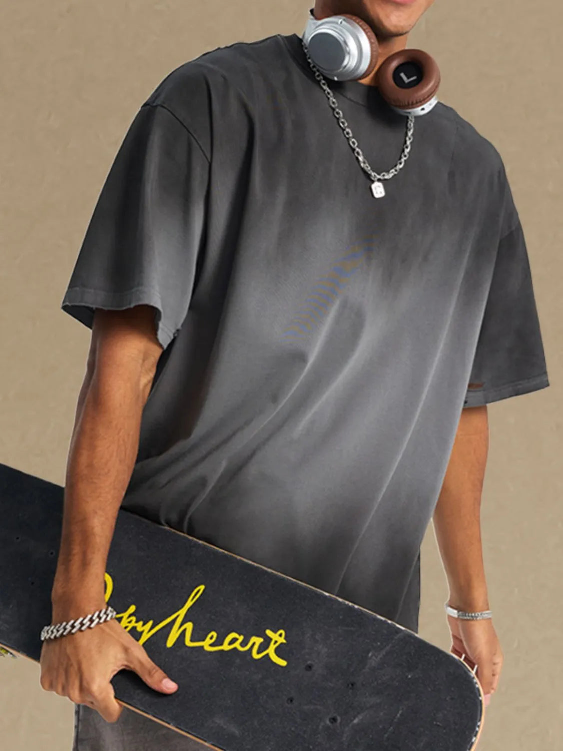 Men's Gradient Round Neck Half Sleeve T-Shirt Trendsi