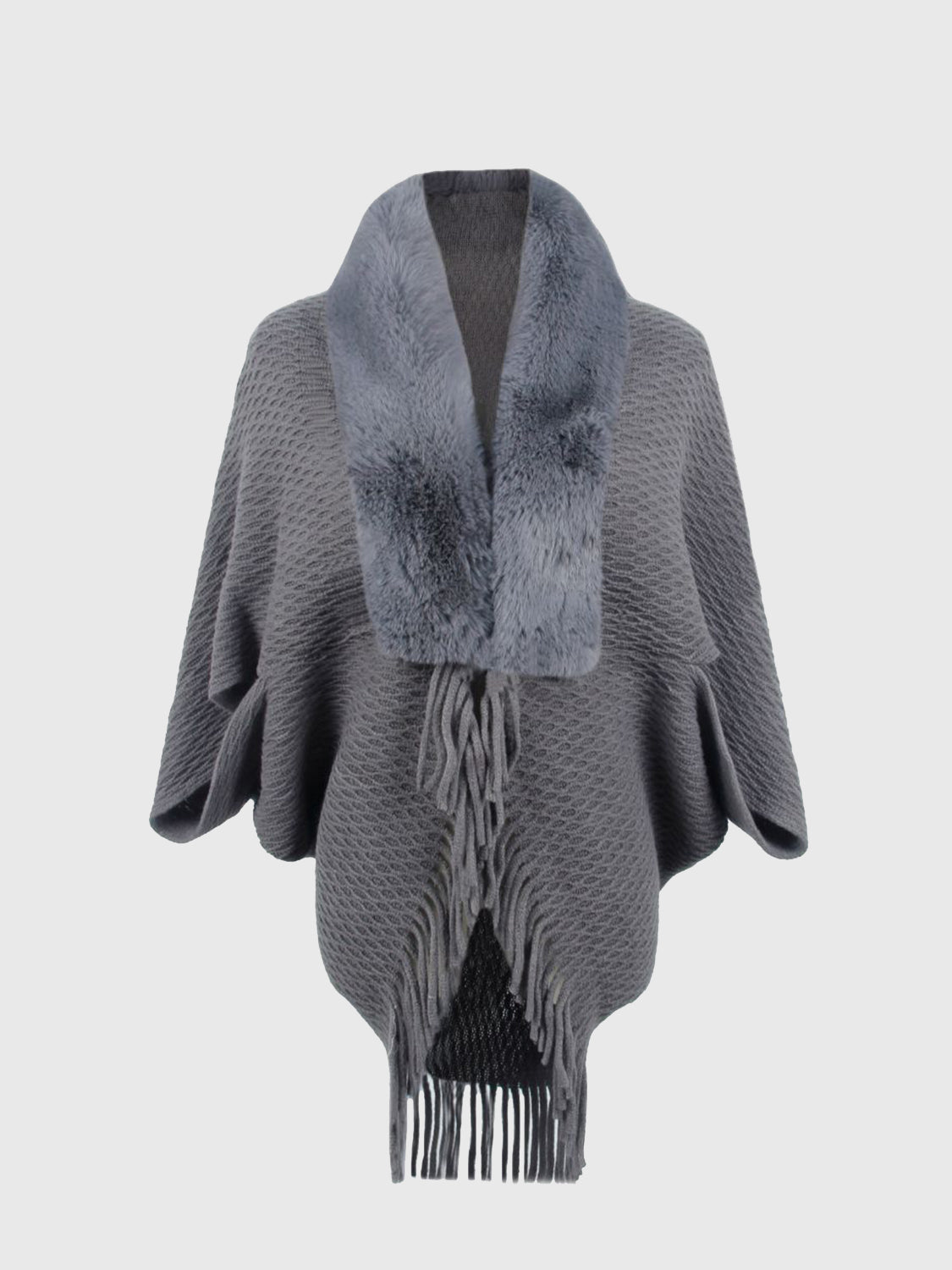 NicholesGifts Women Open Front Fringe Hem Poncho NicholesGifts