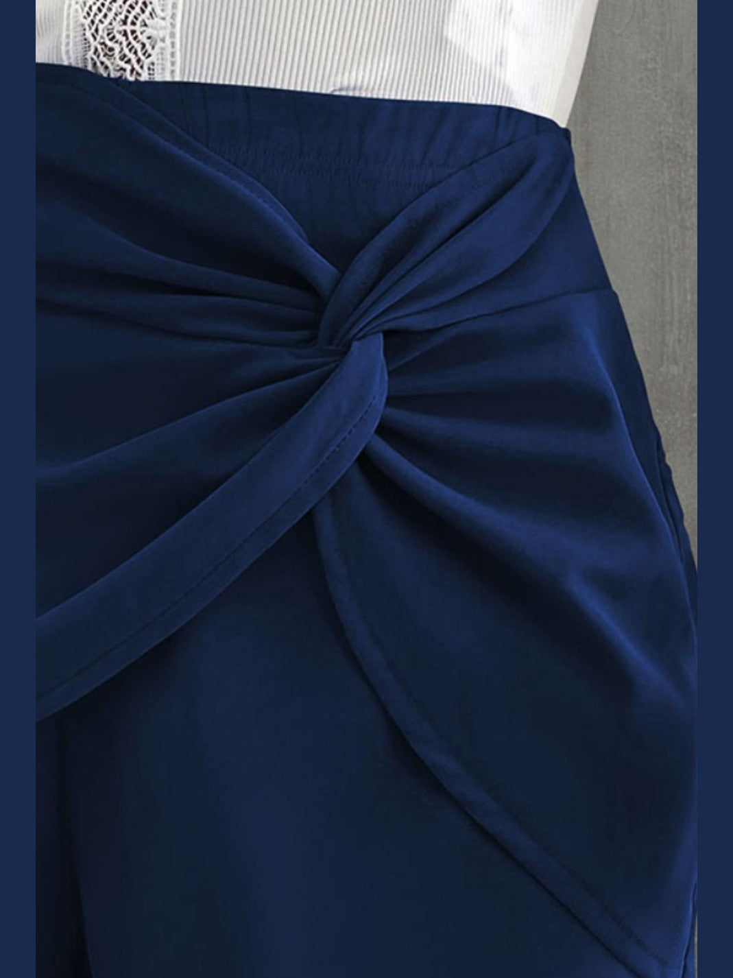 Women Twisted High Waist Navy Blue Shorts