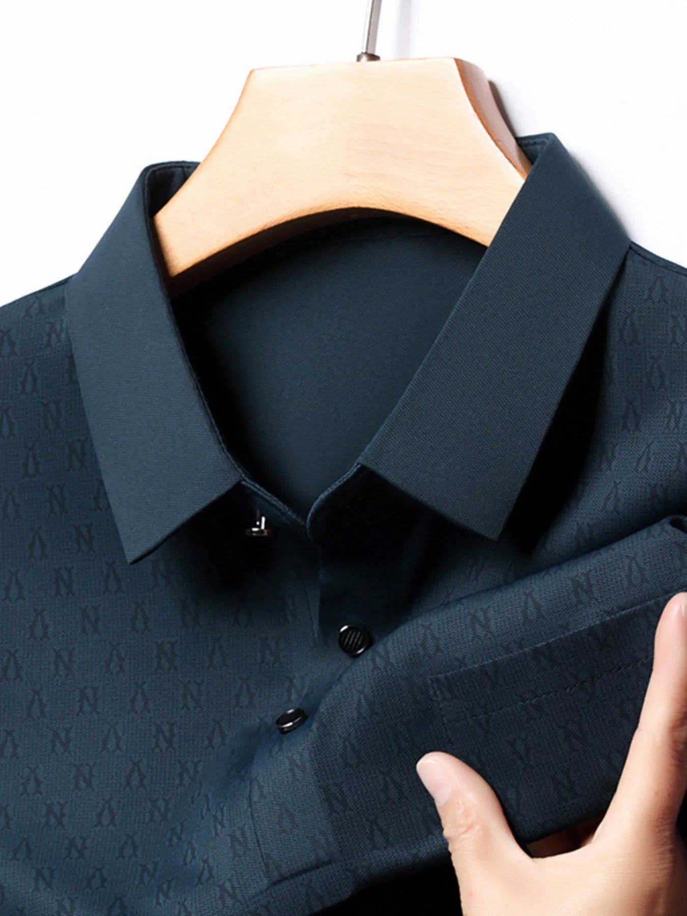 Men's Plus Size Textured Short Sleeve Casual Polo Shirt