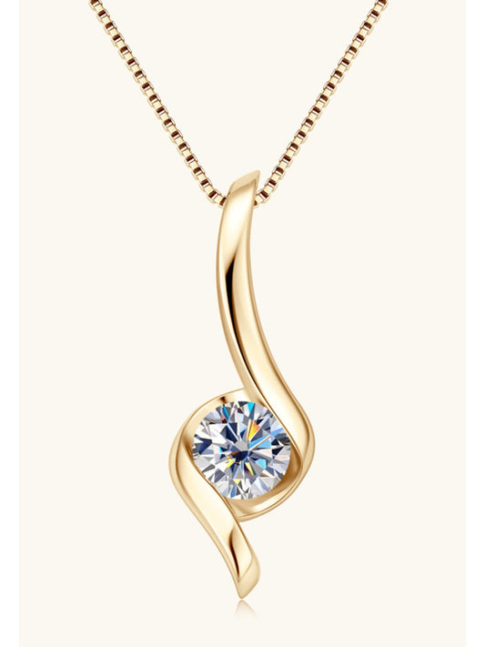 Women 1 Carat Moissanite 925 Sterling Silver Necklace