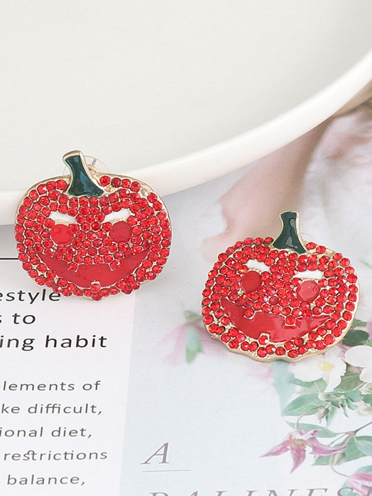 Demon Pumpkin Rhinestone Alloy Earrings Trendsi