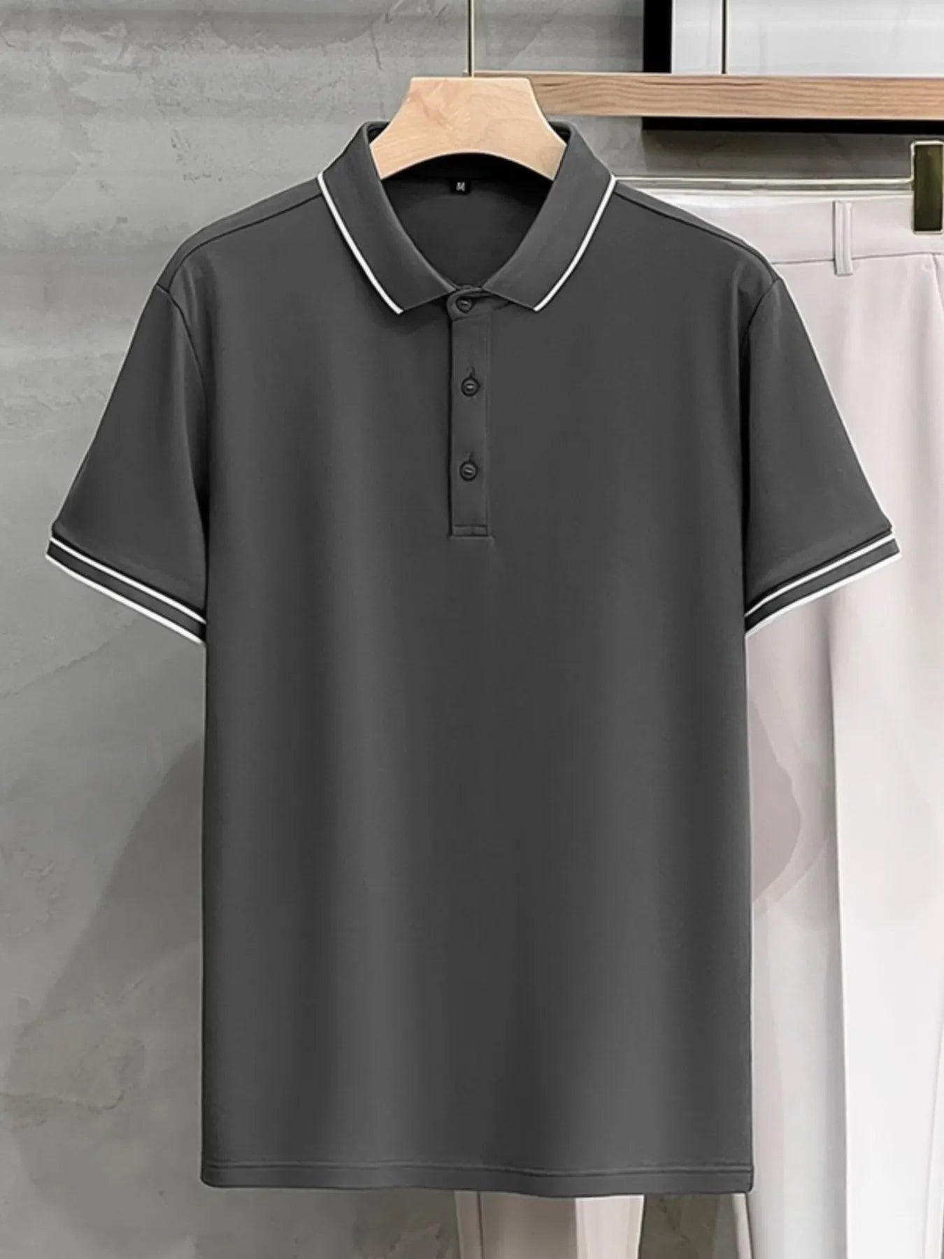 Men's Plus Size Contrast Trim Short Sleeve Polo