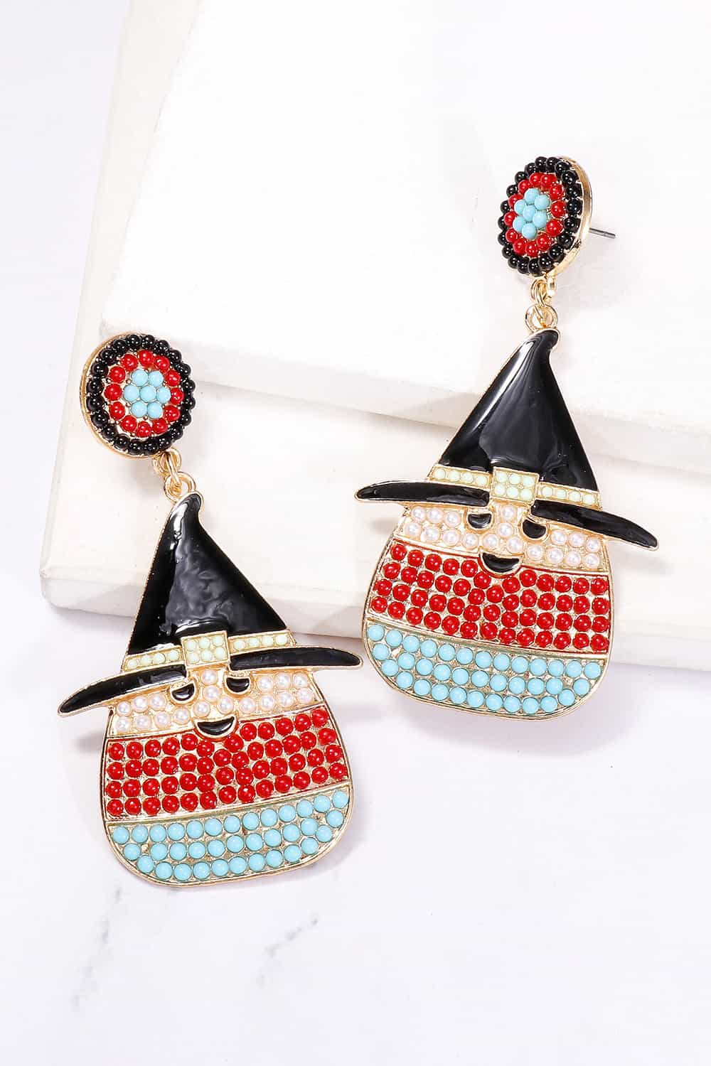 Women Witch's Hat Shape Synthetic Pearl Dangle Earrings NicholesGifts