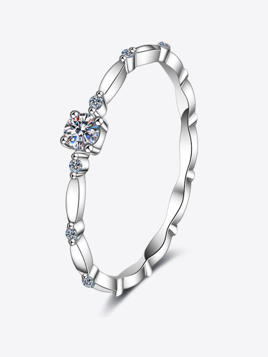 Moissanite 925 Sterling Silver Rhodium-Plated Ring