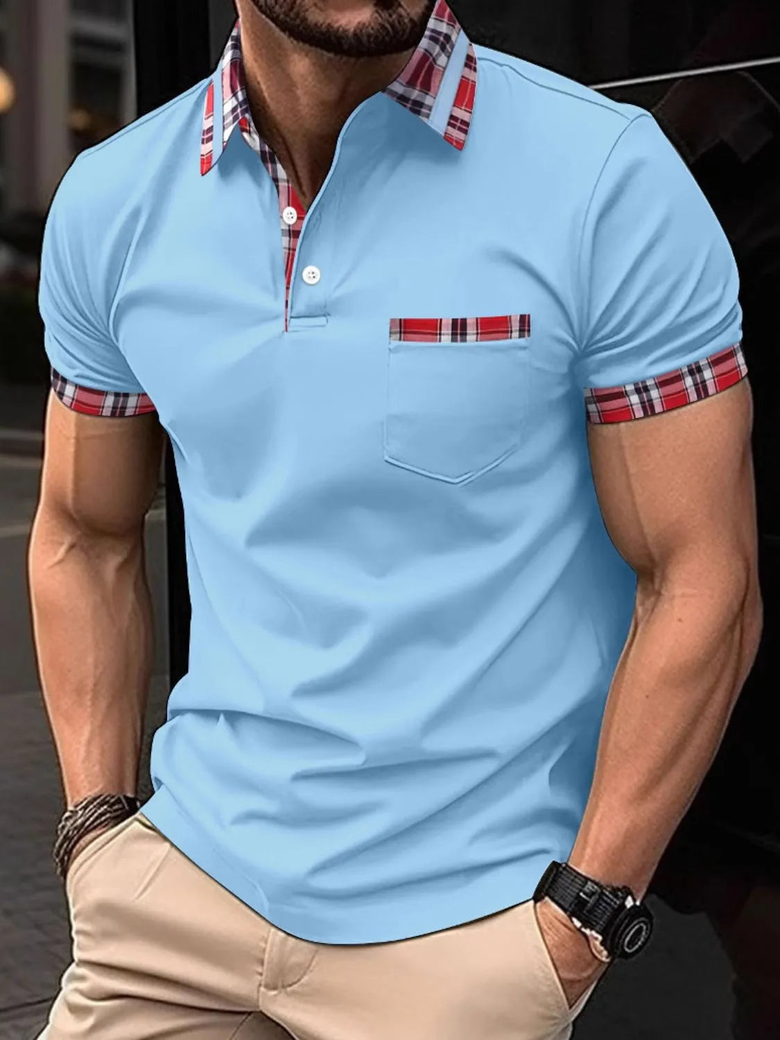 Men's Full Size Collared Neck Short Sleeve Polo Plus Size Trendsi