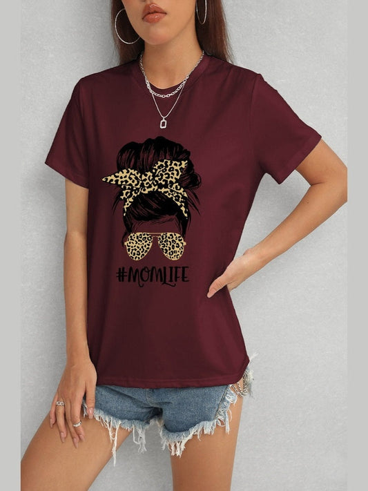 Women MOMLIFE Round Neck Short Sleeve Mother's Day T-Shirt