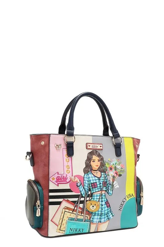Nicole Lee USA Eco-Leather Handbag with Side Pockets Trendsi
