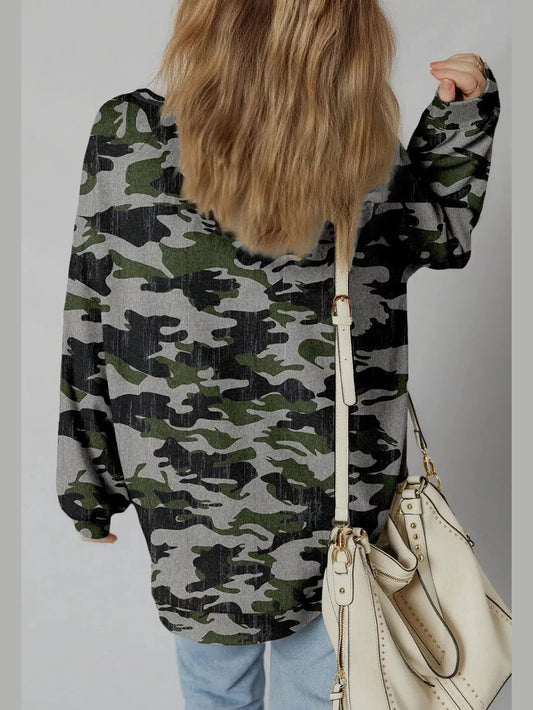 Camouflage Long Sleeve Sweatshirt with Relaxed Fit nicholesgifts