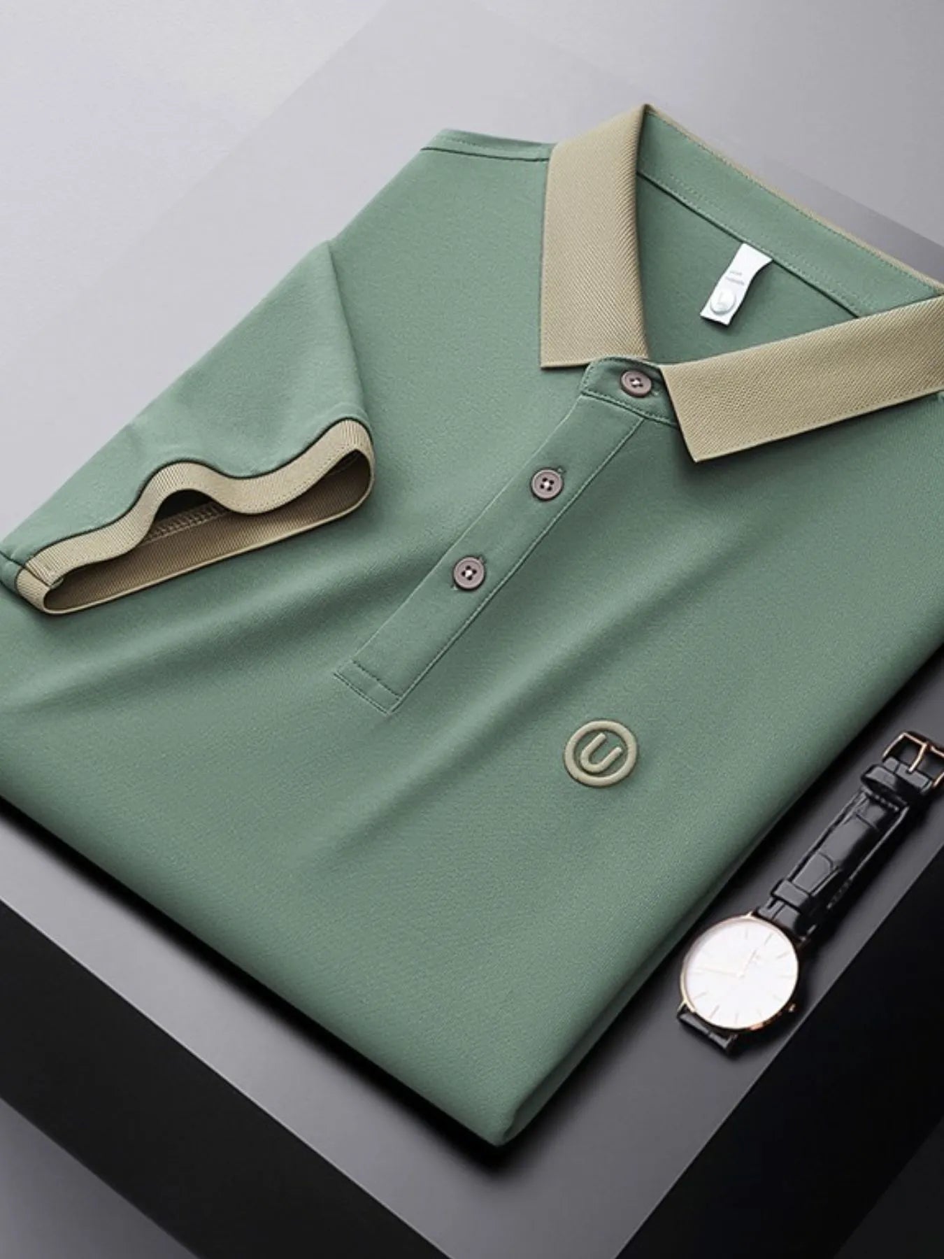 Men's Plus Size Breathable Short Sleeve Contrast Polo