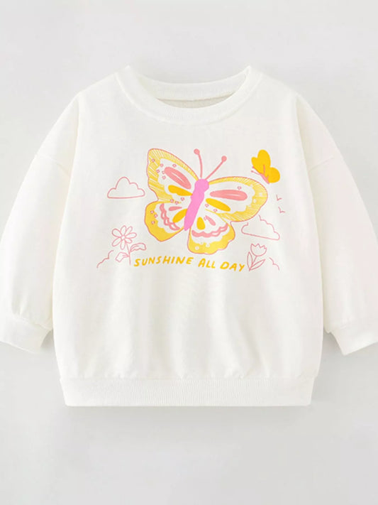 Girls and Toddler Girls Butterfly Graphic Crew Neck Sweatshirt nicholesgifts