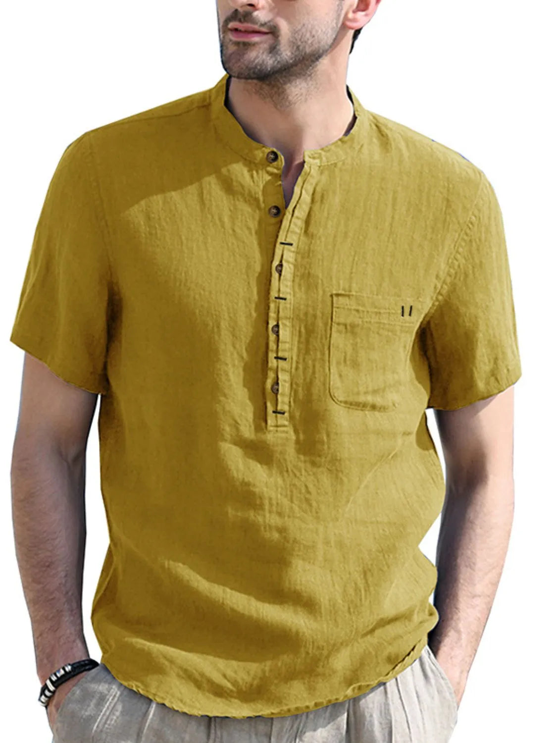 Men's Button Detail Short Sleeve Polo