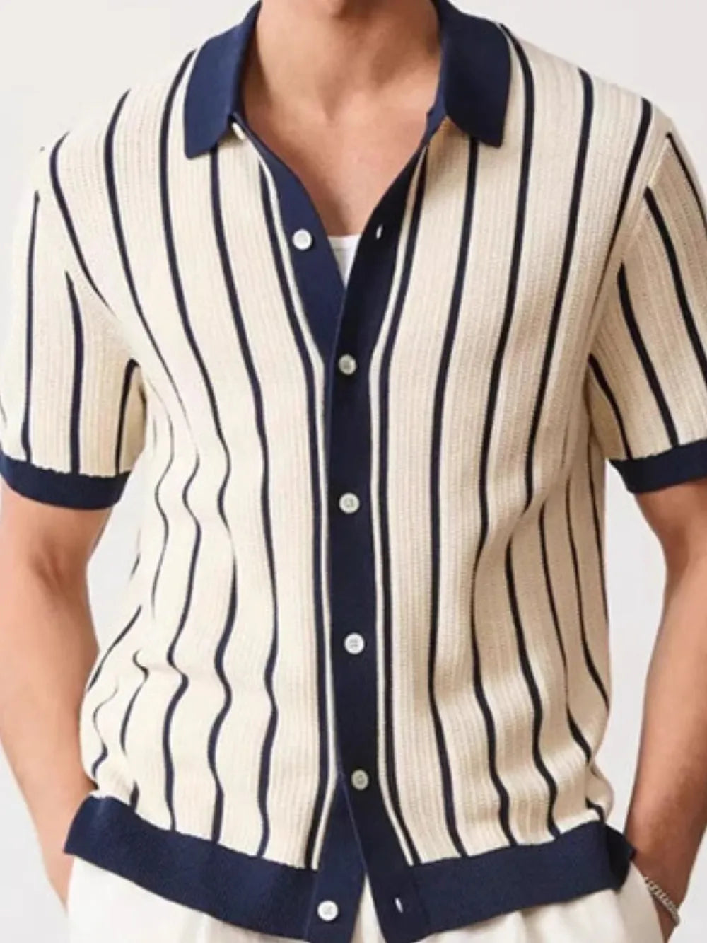 Men's Plus Size Striped Button Down Short Sleeve Shirt NicholesGifts