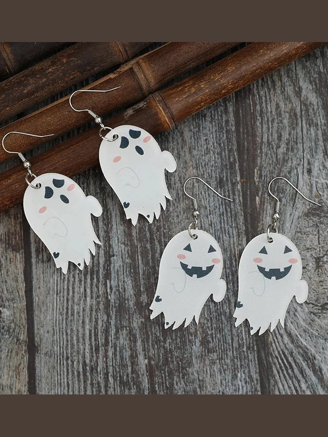 2 Piece Alloy Acrylic Ghost Dangle Earrings