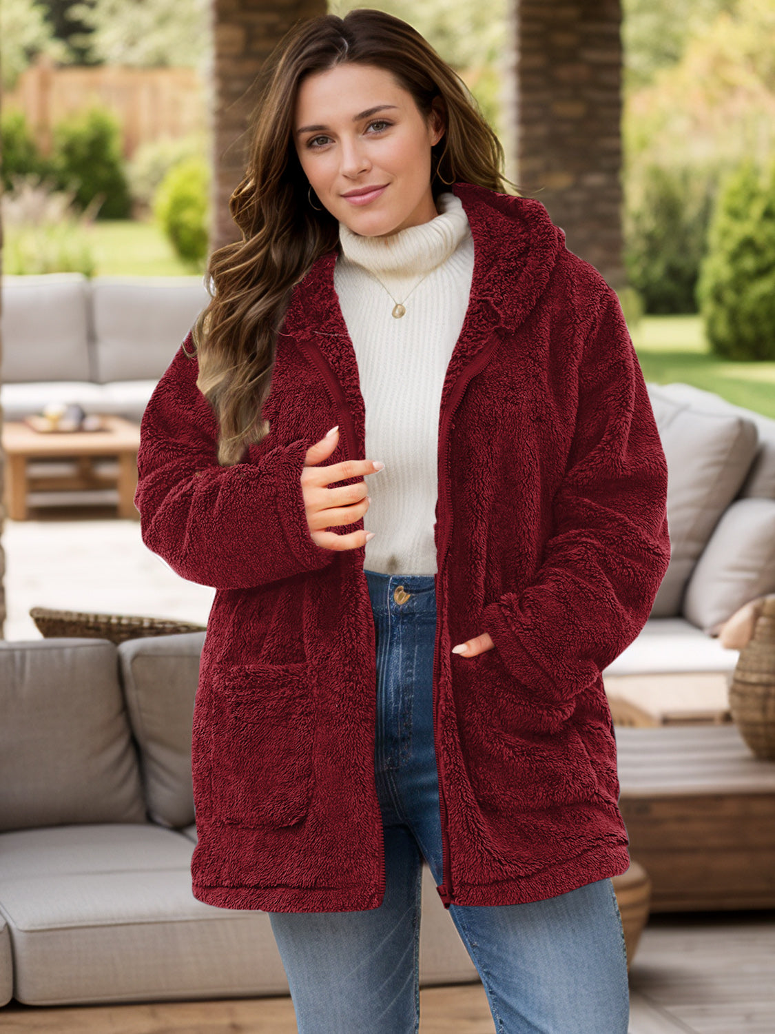NicholesGifts Women Plus Size Women Zip Up Long Sleeve Hooded Outerwear NicholesGifts