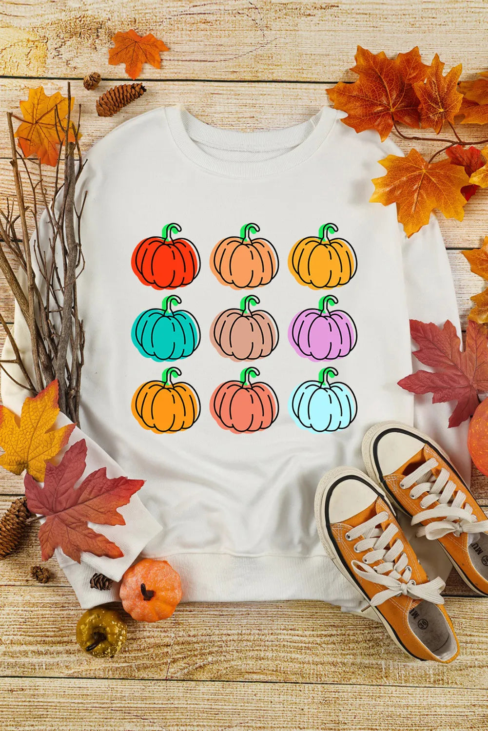 Pumpkin Graphic Long Sleeve Sweatshirt nicholesgifts