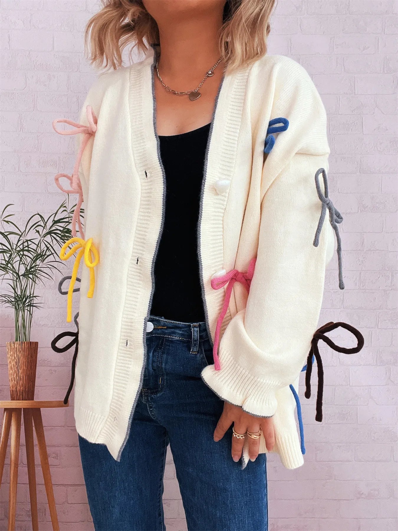 Bow Tie Button Up Cardigan