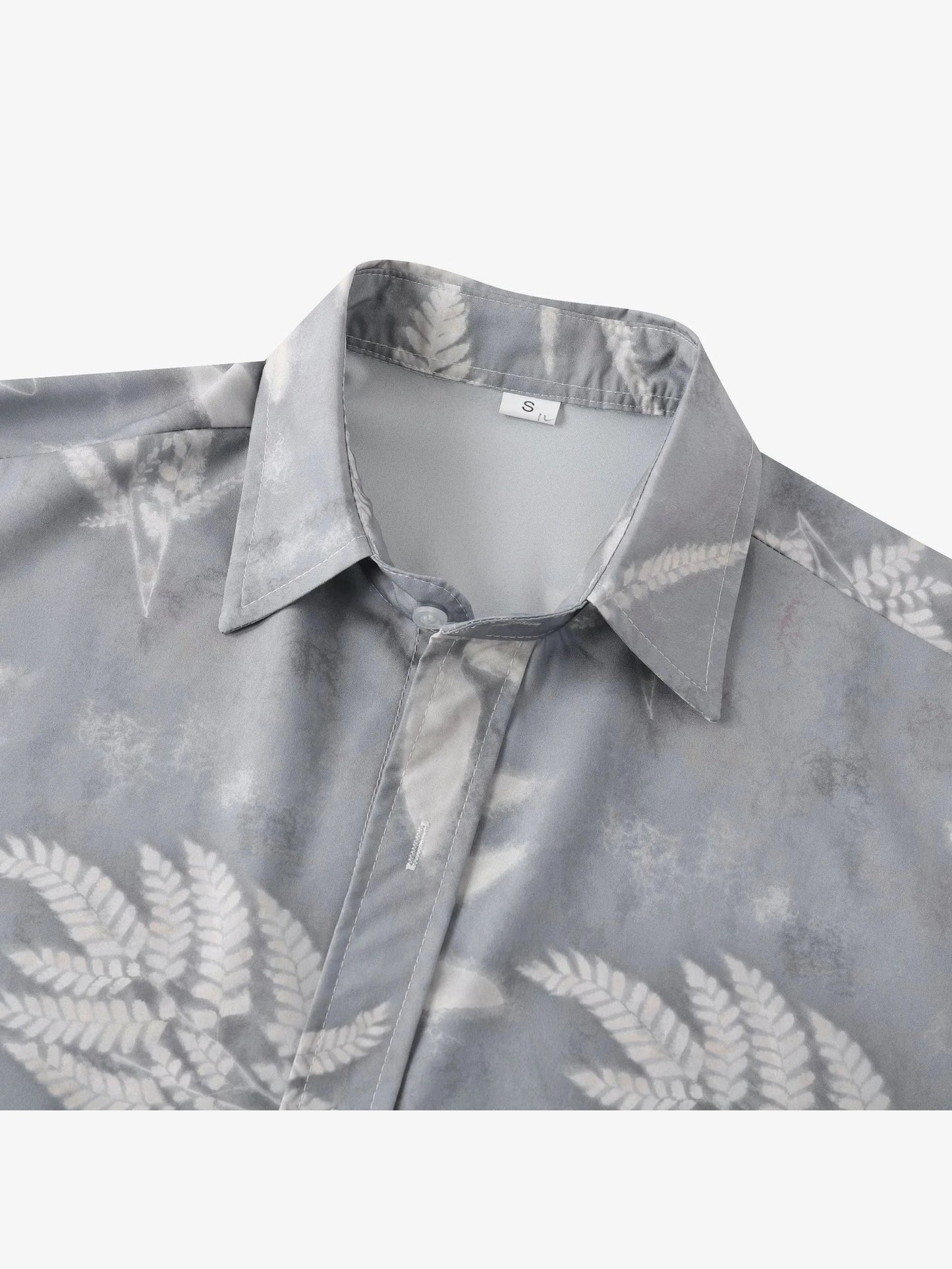 Men's Casual Fern Print Short Sleeve Button-Up Shirt Trendsi