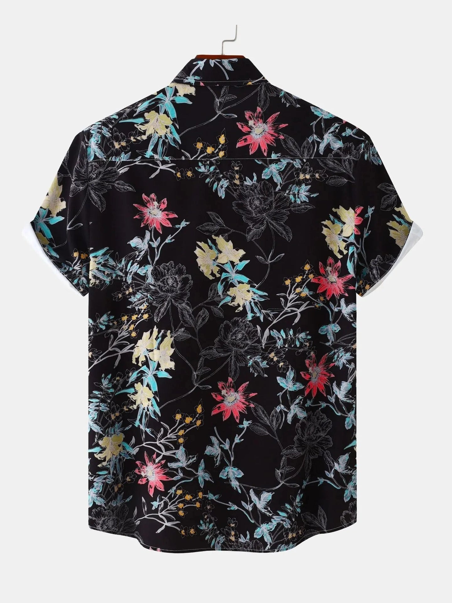 Men's Plus Size Floral Print Short Sleeve Button Down Casual Shirt Trendsi