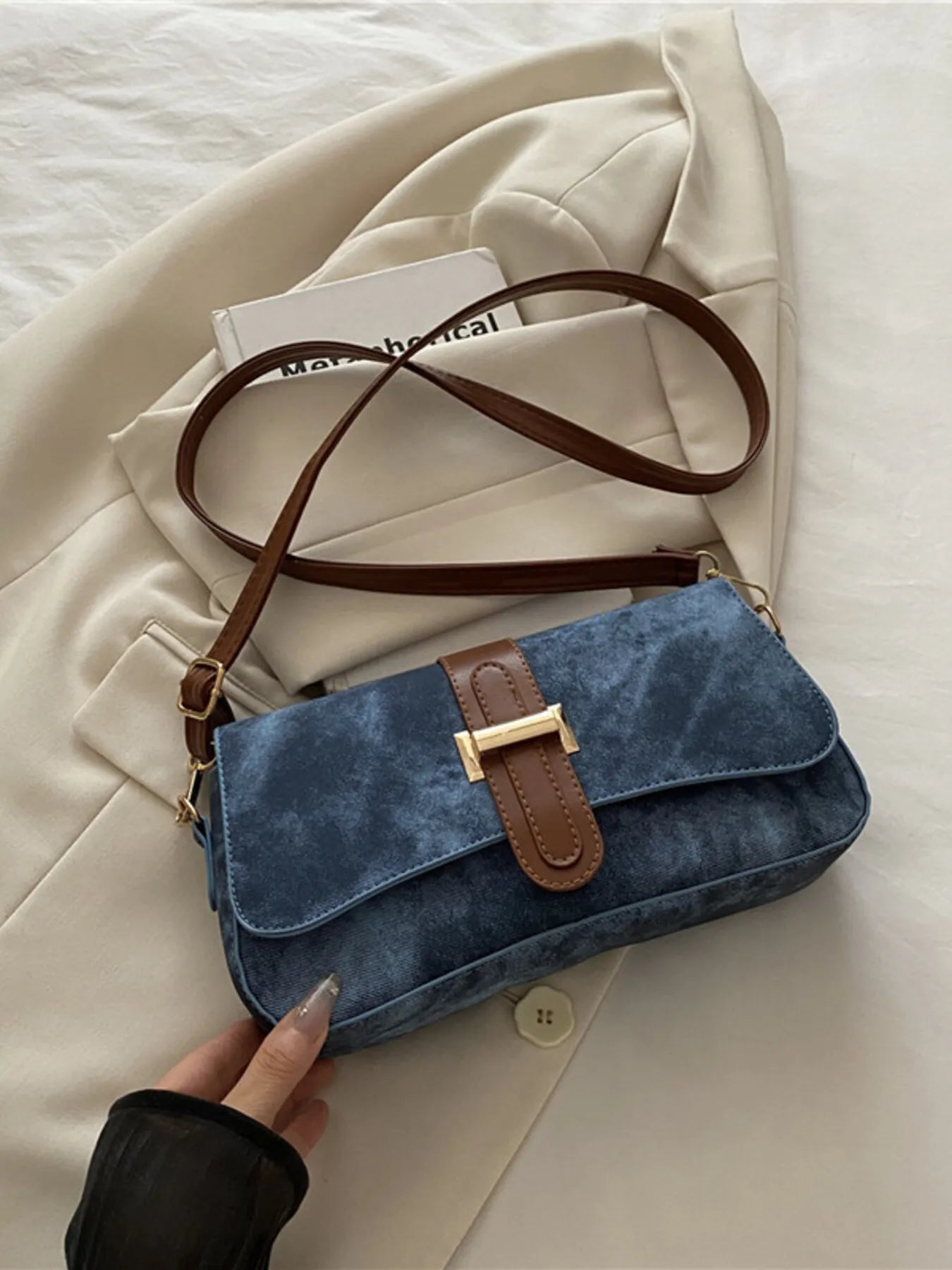Leather Buckle Strap Crossbody Bag Trendsi