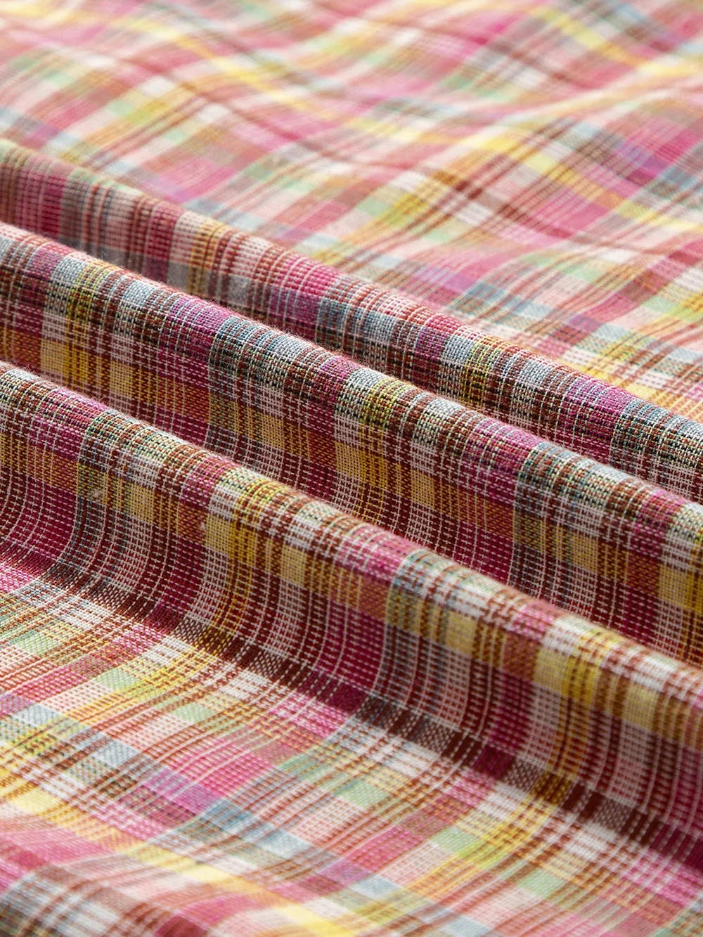 Mulit-Color Plaid Round Neck Long Sleeve Blouse Trendsi