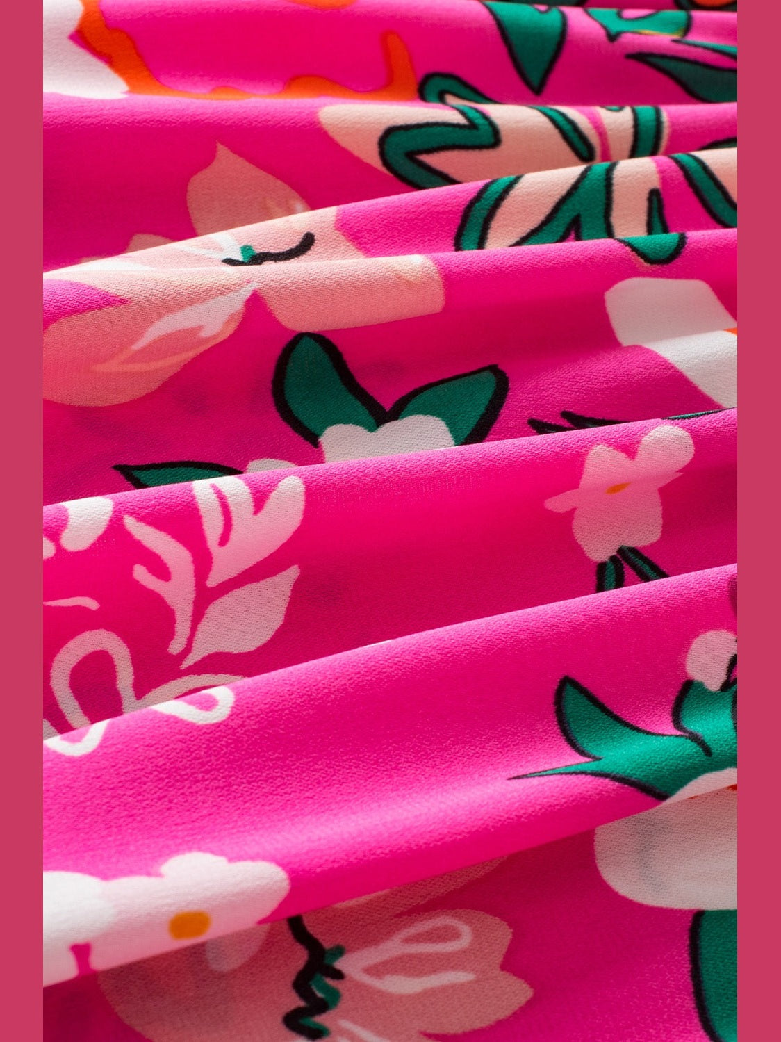 Smocked Printed Round Neck Half Sleeve Blouse NicholesGifts