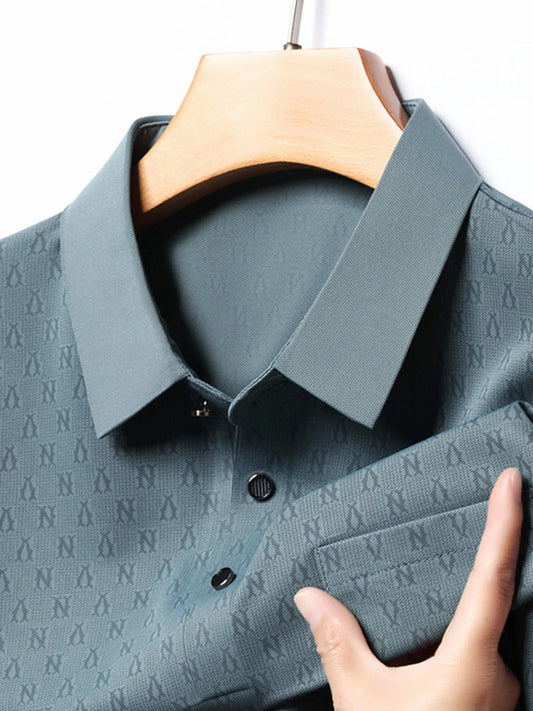 Men's Plus Size Textured Short Sleeve Casual Polo Shirt NicholesGifts