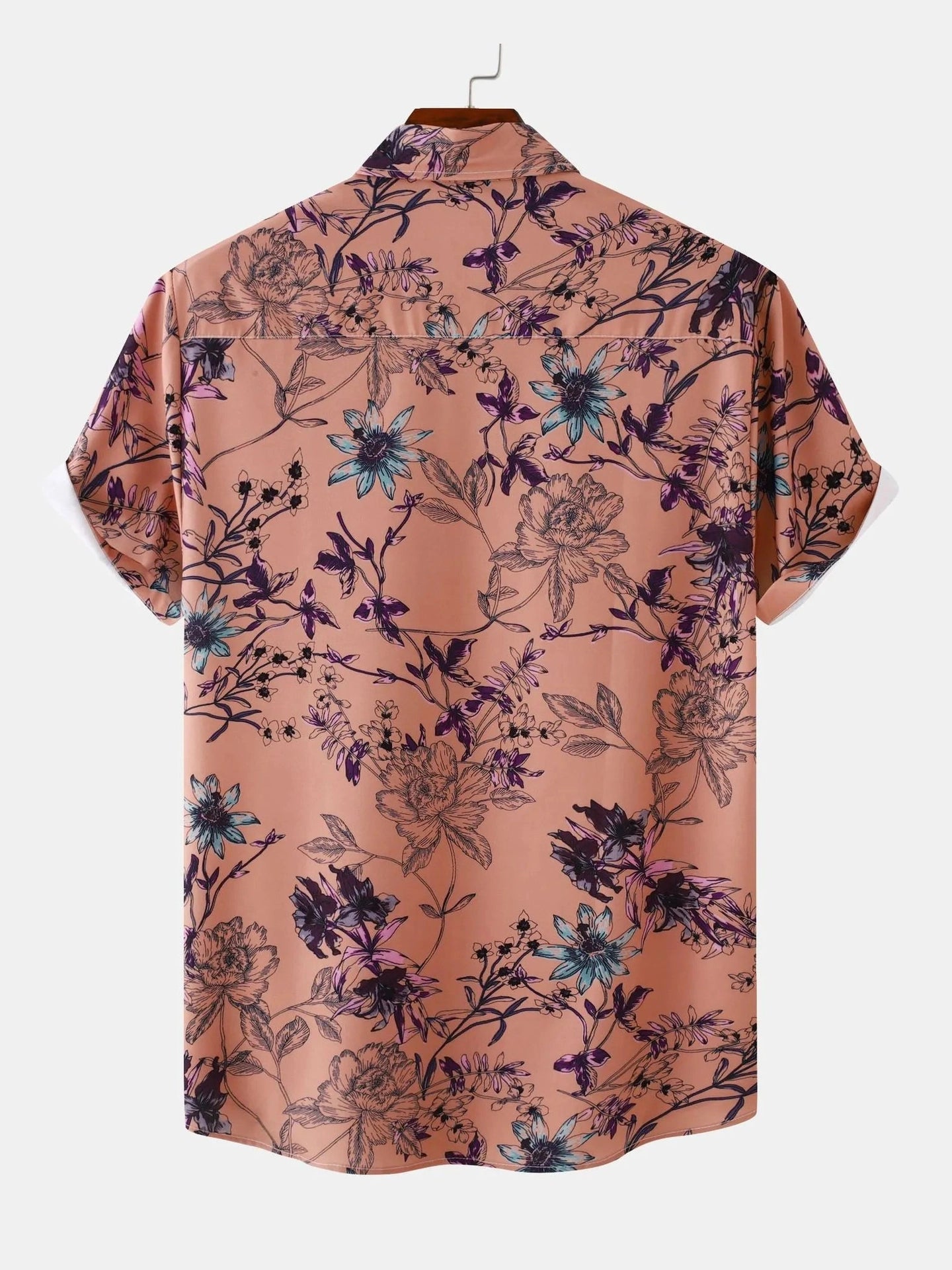 Men's Plus Size Floral Print Short Sleeve Button Down Casual Shirt Trendsi
