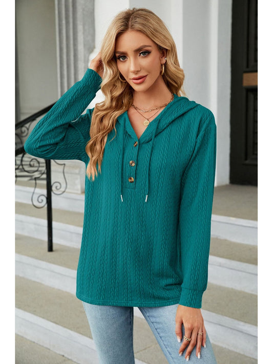 NicholesGifts Women Cable-Knit Long Sleeve Hoodie