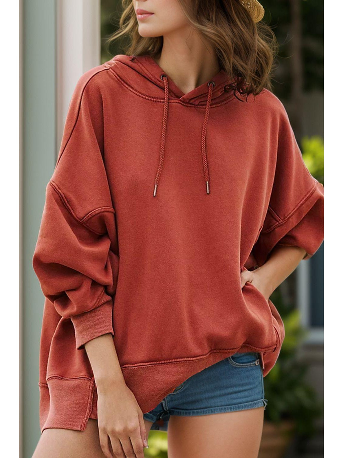 NicholesGifts Women Drawstring Dropped Shoulder Long Sleeve Hoodie NicholesGifts