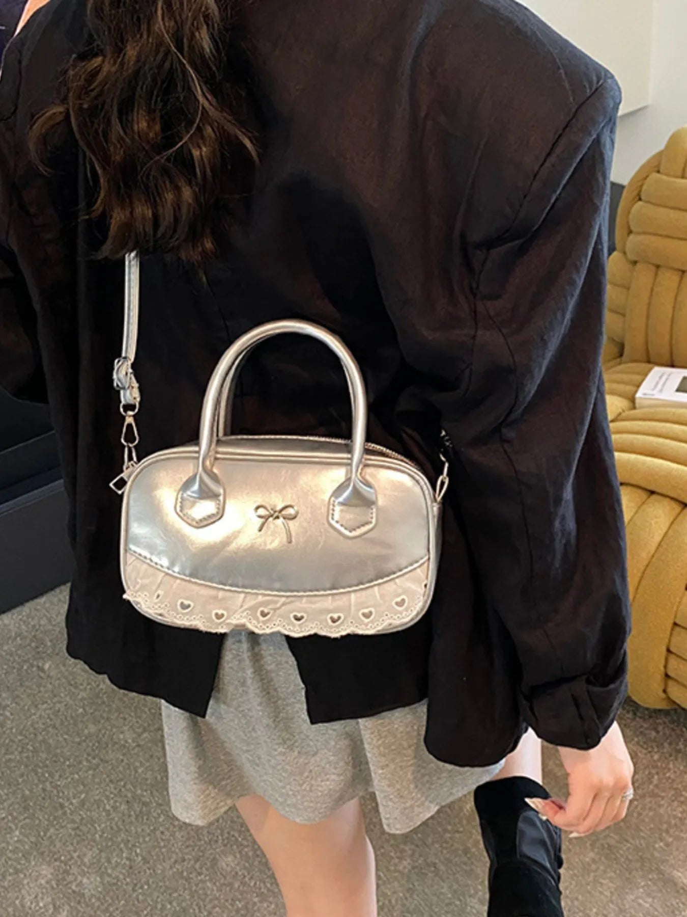 Lace Detail Bow Crossbody Bag Trendsi
