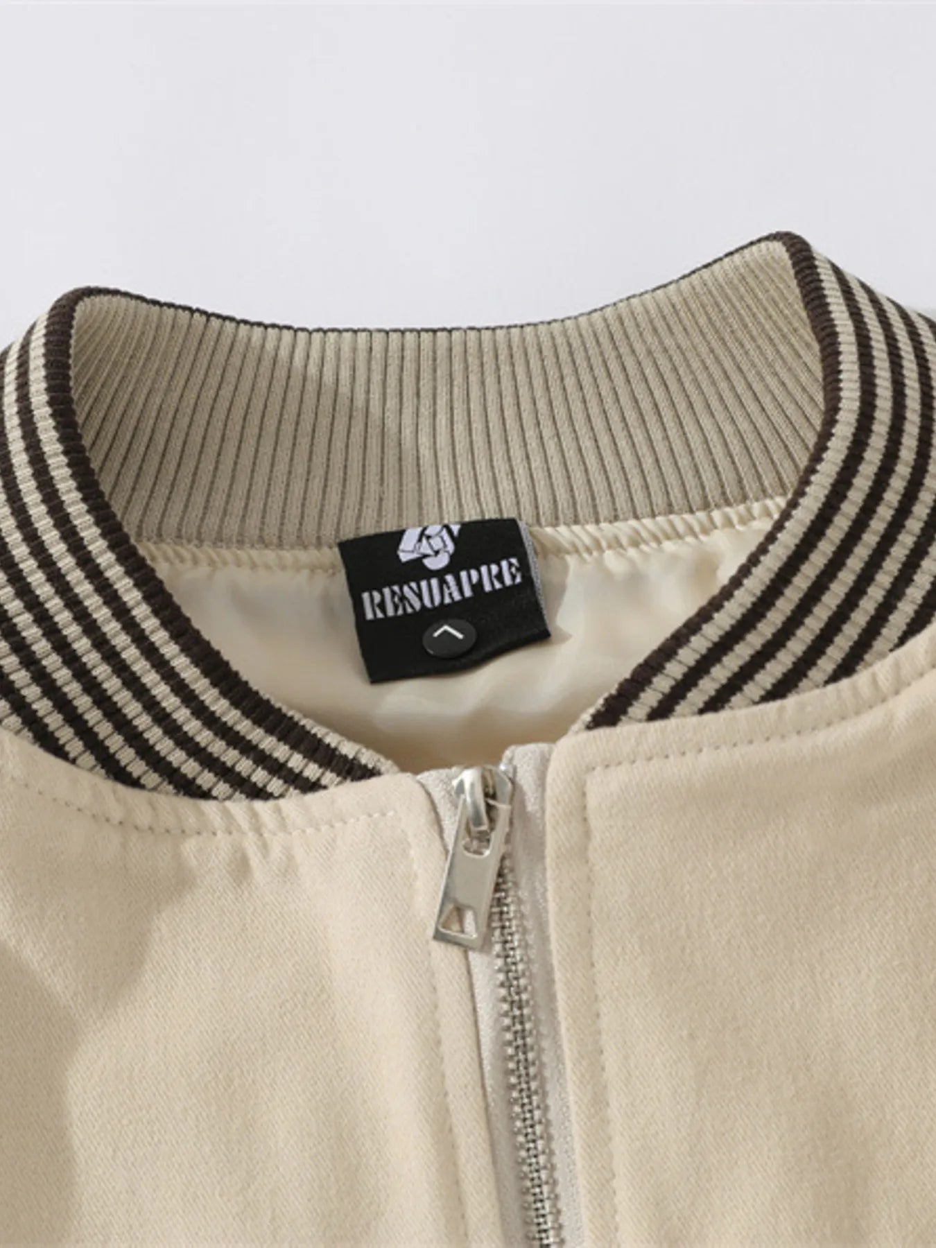 Men's Striped Hem Zip Up Jacket Trendsi