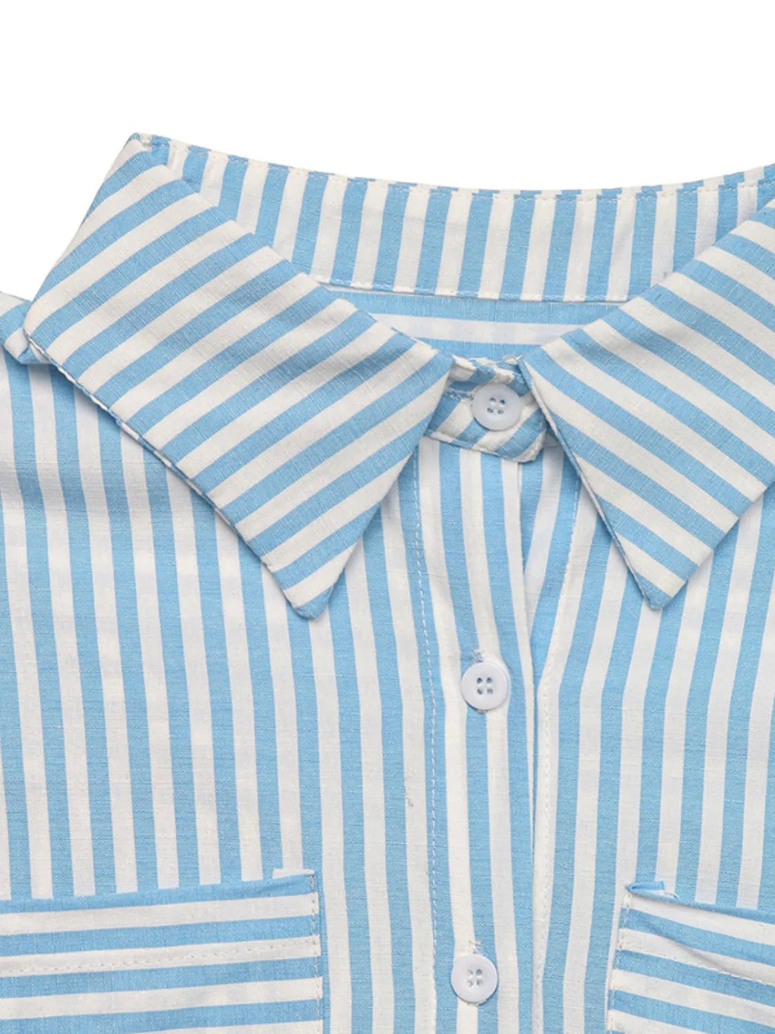Striped Collared Neck Short Sleeve Shirt