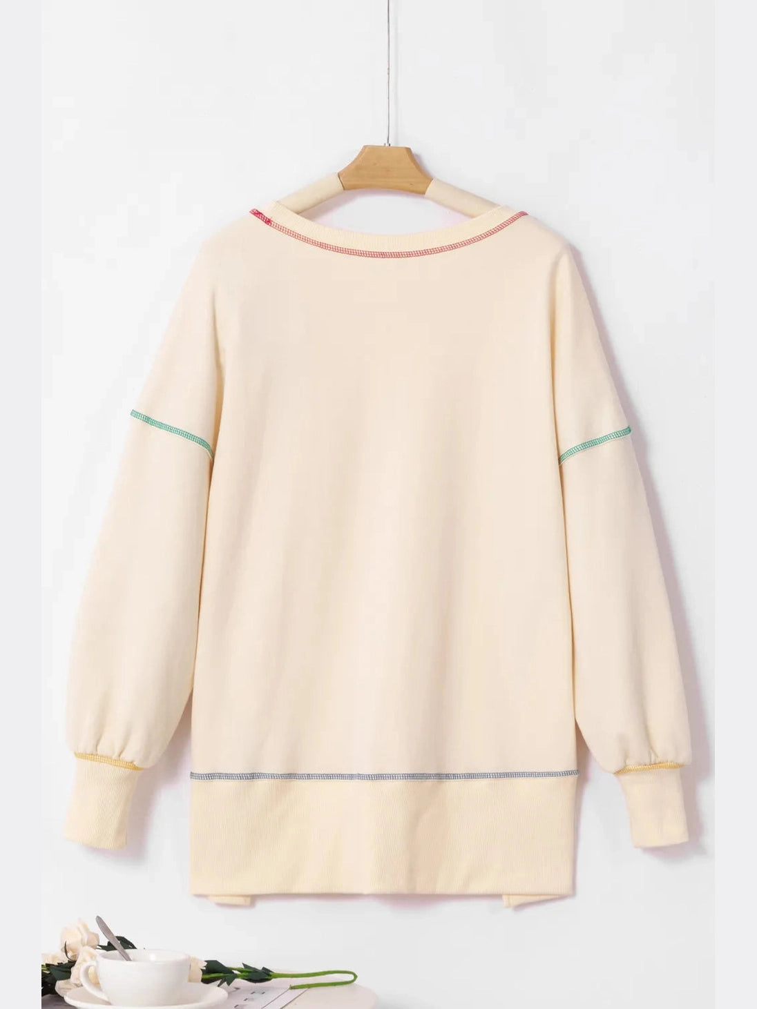 Contrast Stitching Sequin Pumpkin Round Neck Long Sleeve Sweatshirt