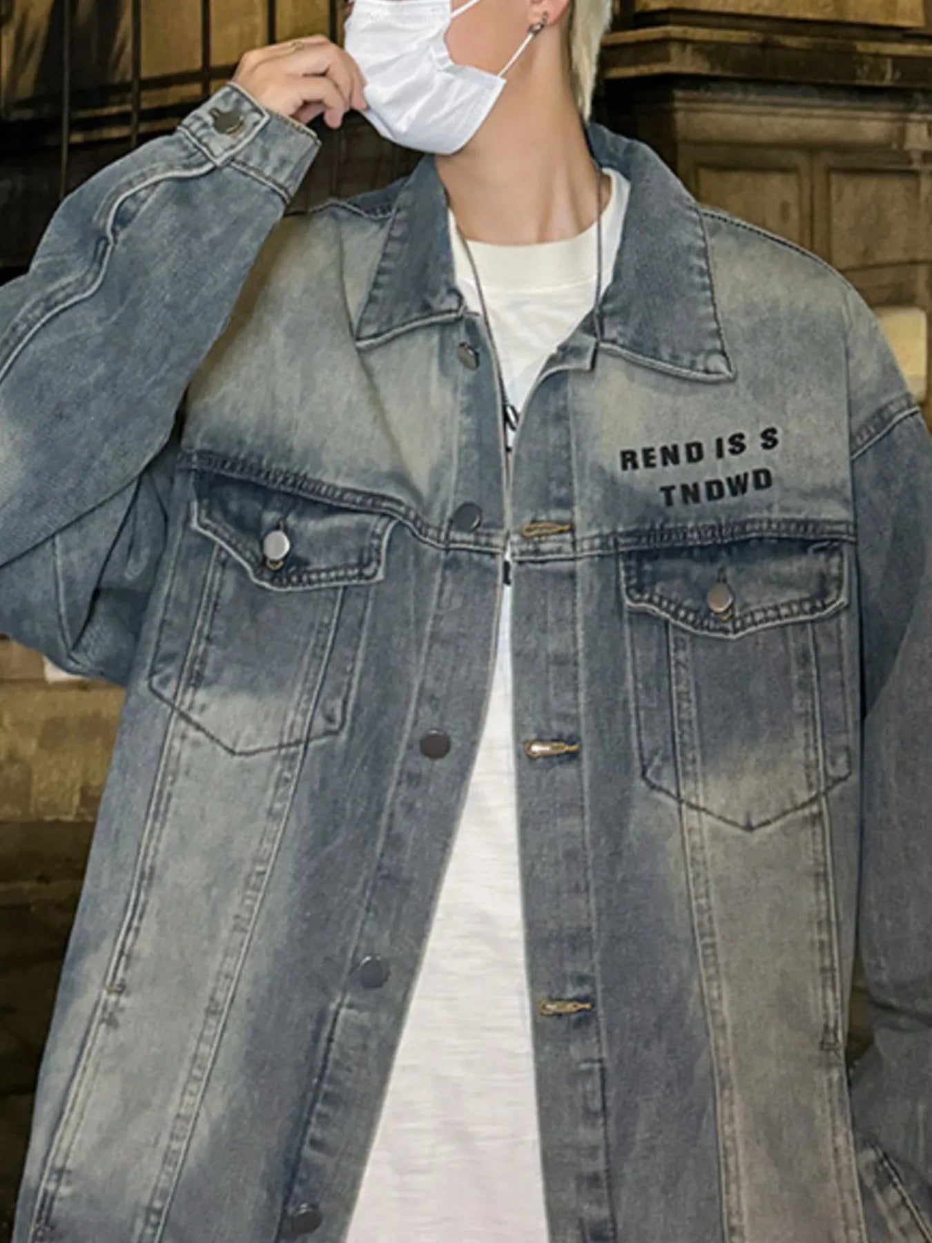 Men's Plus Size Oversized Button Up Washed Denim Jacket Trendsi