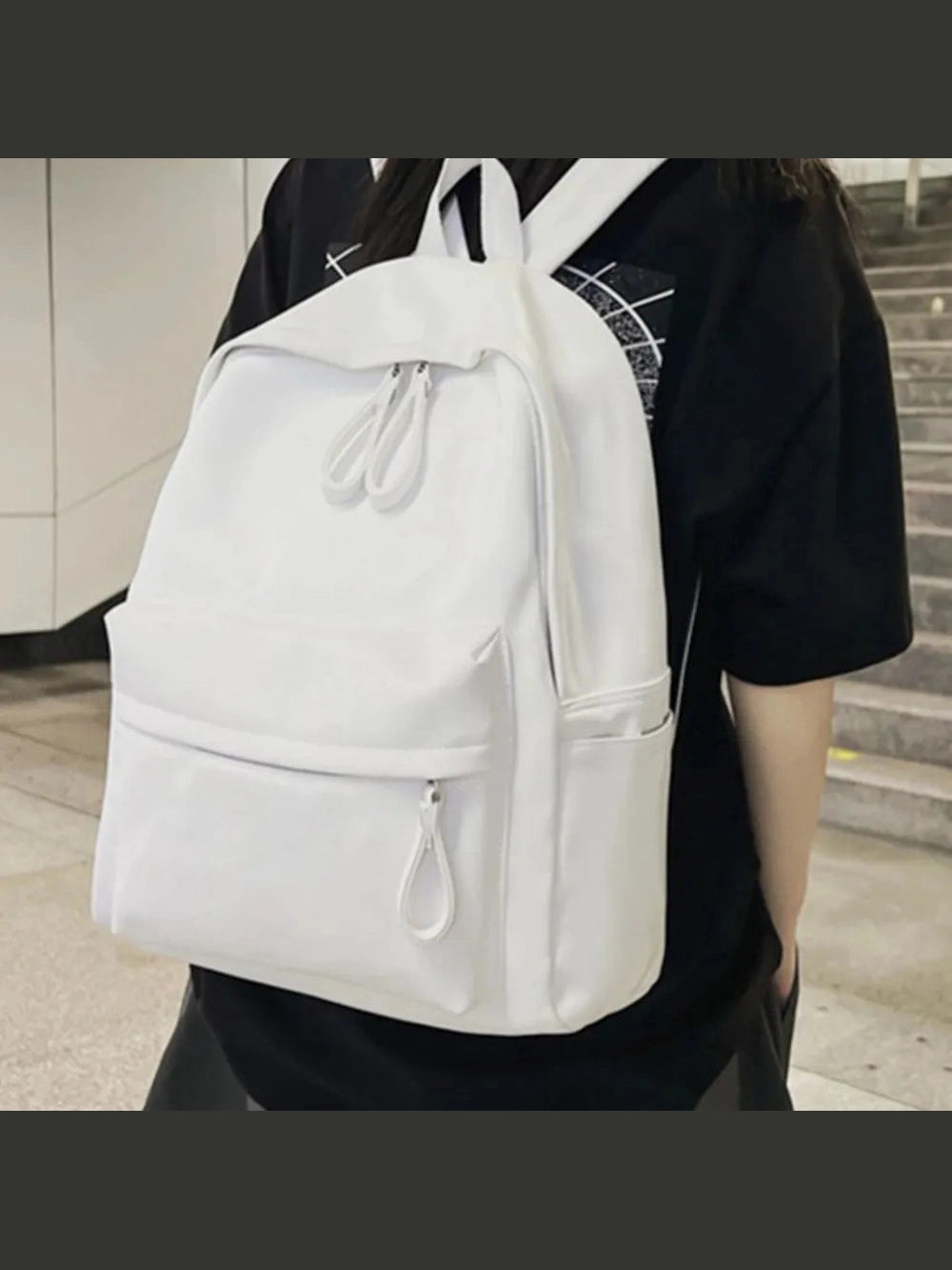PU Leather Zip Backpack Bag nicholesgifts