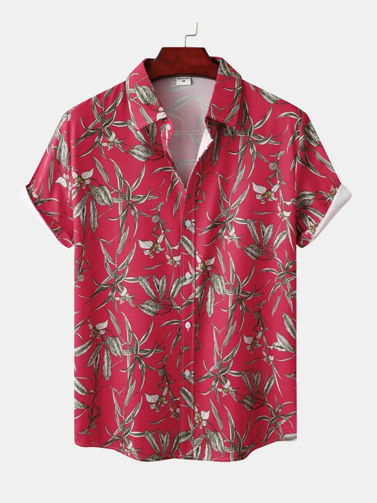 Men's Plus Size Tropical Floral Print Short Sleeve Casual Hawaiian Shirt NicholesGifts