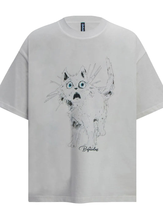 Men's Cat Graphic Short Sleeve Oversized T-Shirt Trendsi
