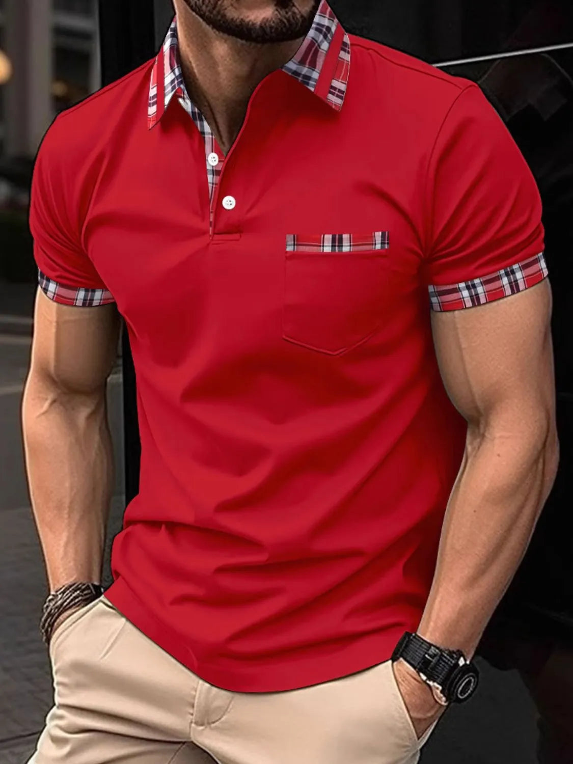 Men's Full Size Collared Neck Short Sleeve Polo Plus Size Trendsi