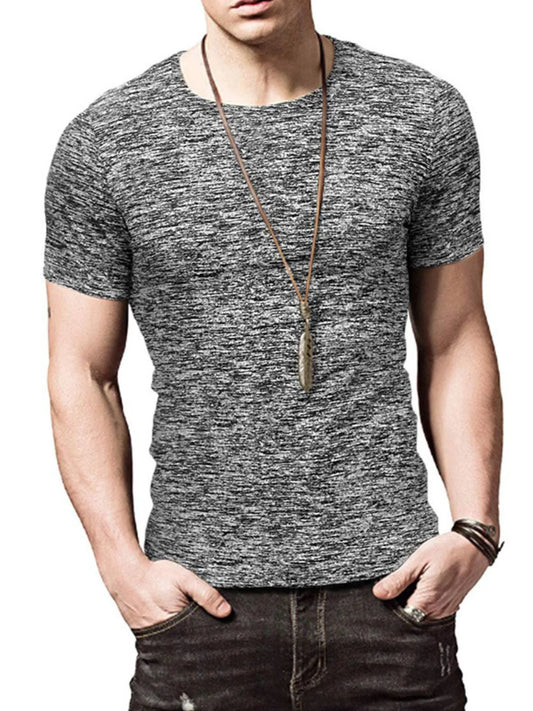 Men's Heathered Casual Round Neck T-Shirt NicholesGifts