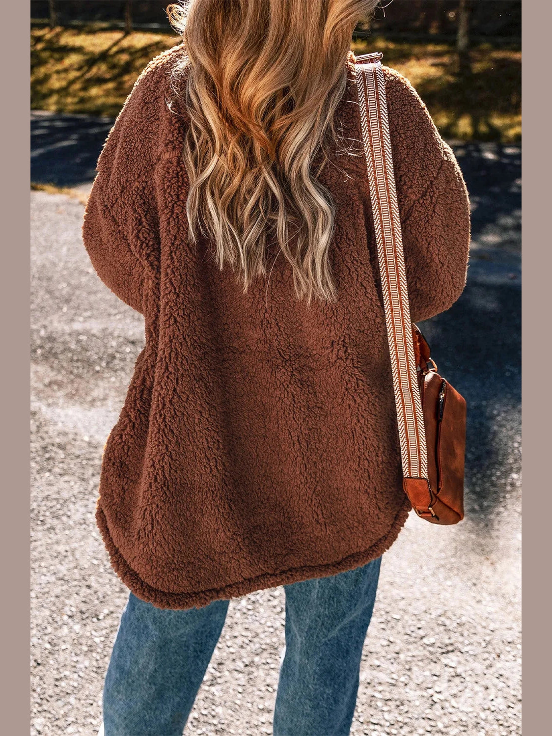 Fuzzy Snap Down Dropped Shoulder Jacket nicholesgifts