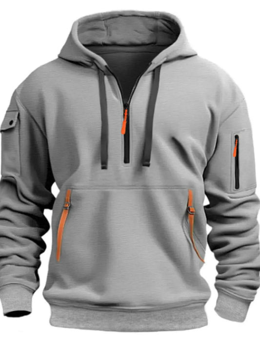 Men's Full Size Half Zip Drawstring Hoodie Plus Size NicholesGifts