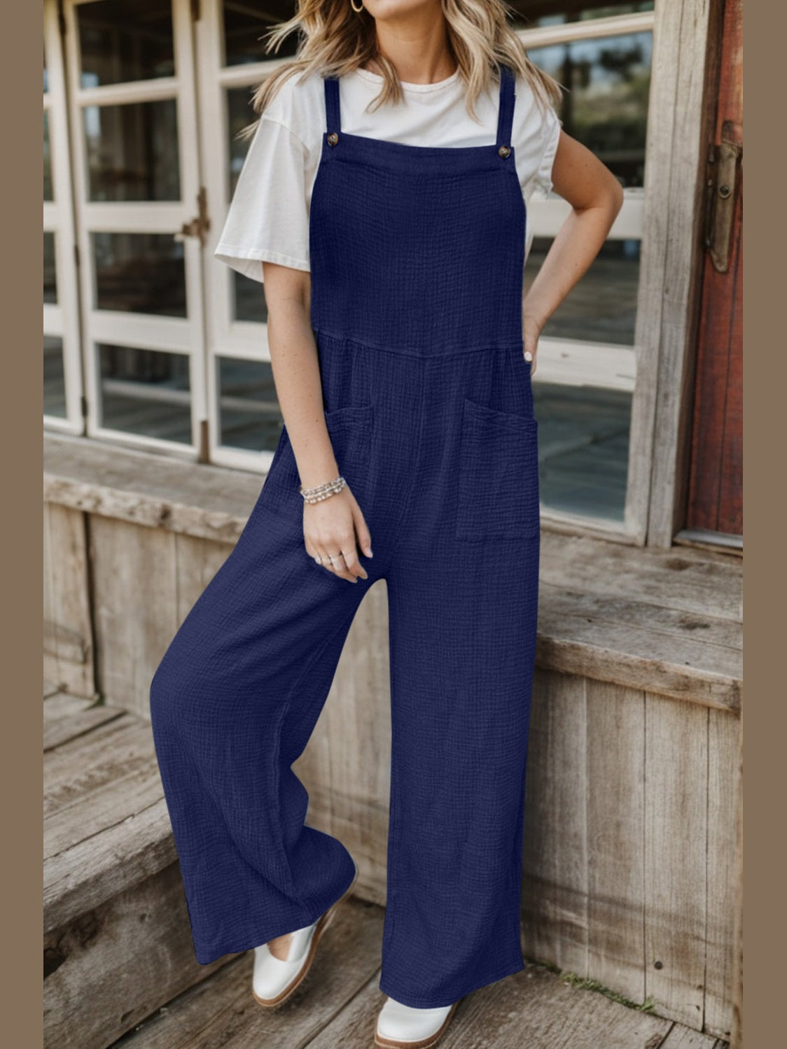 Full Size Wide Leg Front Pocket Jumpsuit