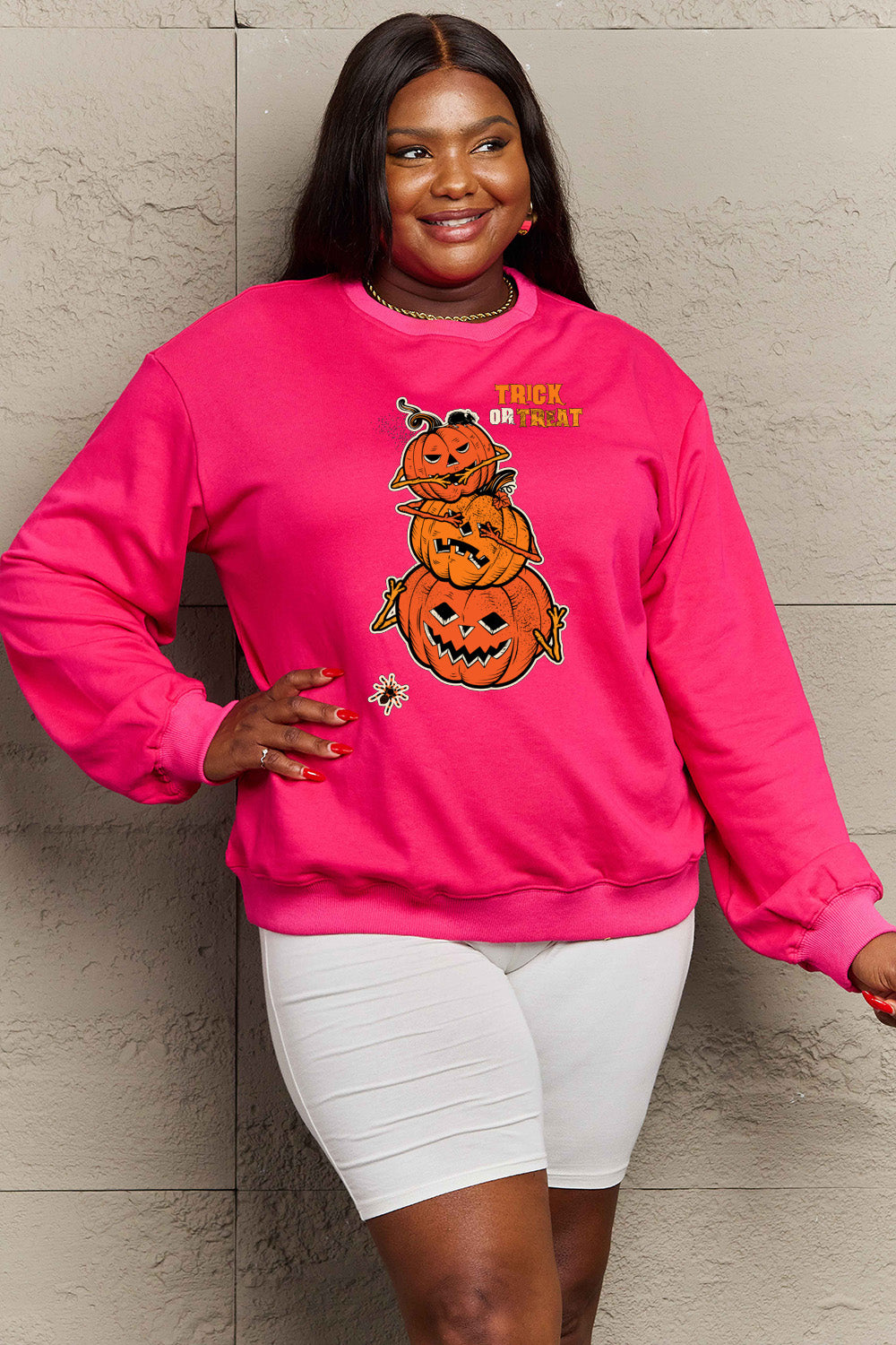 Simply Love Full Size TRICK OR TREAT Graphic Sweatshirt NicholesGifts