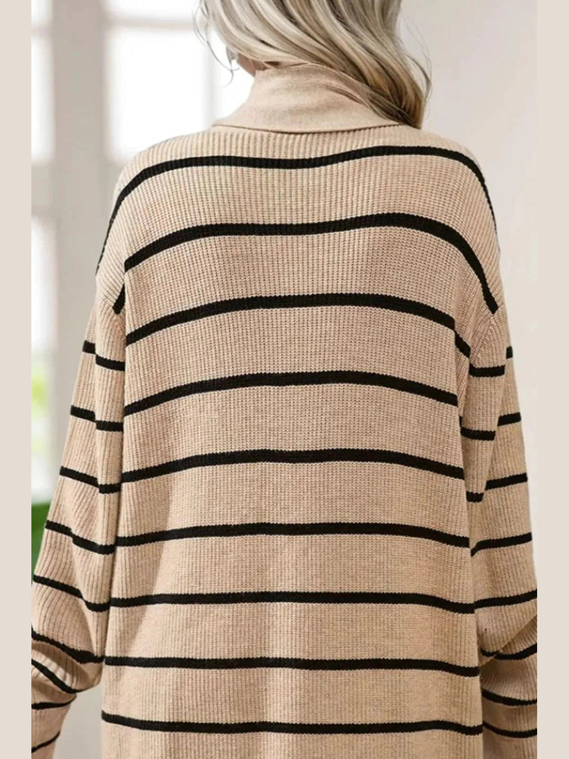 Striped Open Front Long Sleeve Cardigan NicholesGifts