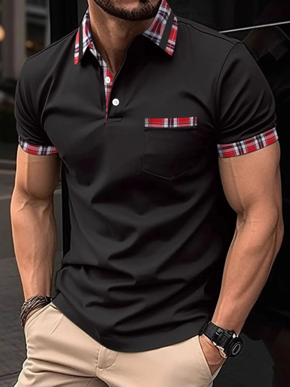 Men's Full Size Collared Neck Short Sleeve Polo Plus Size Trendsi