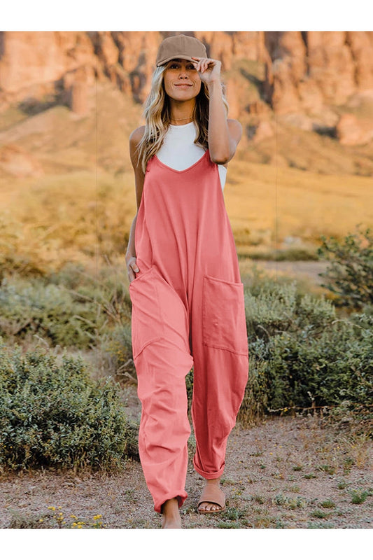 Double Take Full Size Sleeveless V-Neck Pocketed Jumpsuit NicholesGifts